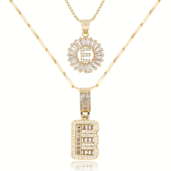 Skanto | 2pc 14k Diamant Bokstav Initial Halskjeder
