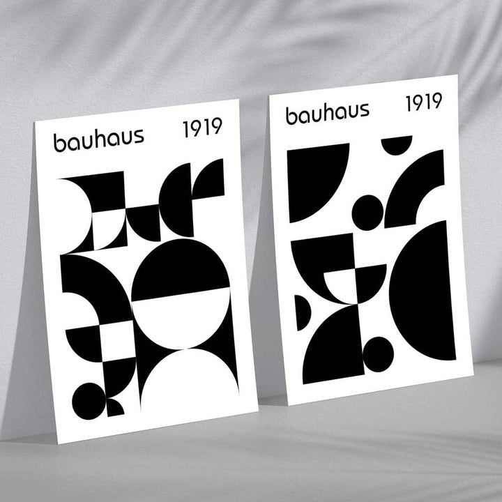 Bauhaus-kunsttrykk, svart-hvitt, midten av 1900-tallet