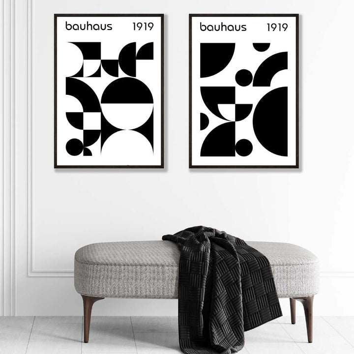 Bauhaus-kunsttrykk, svart-hvitt, midten av 1900-tallet