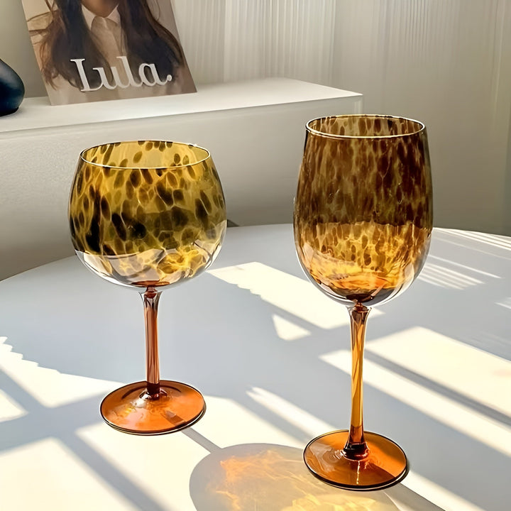 Leopardmønstret vinglass – Vintage design i sett med 2 | Perfekt for spesielle anledninger | Skanto