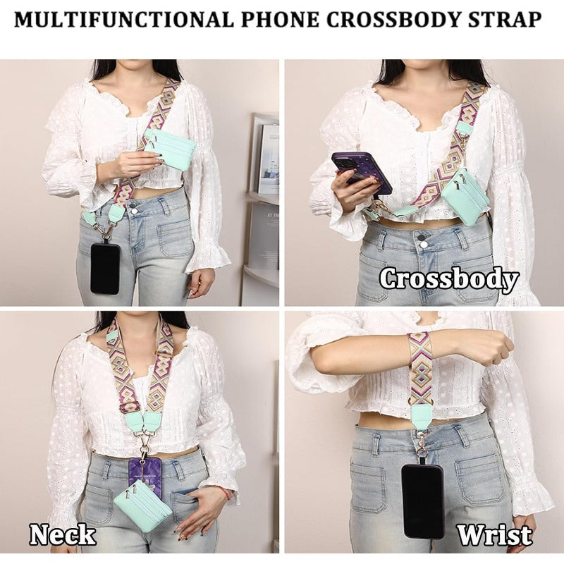 Skanto | Stilig Crossbody Telefon Lanyard med Avtakbar Mini Lommebok