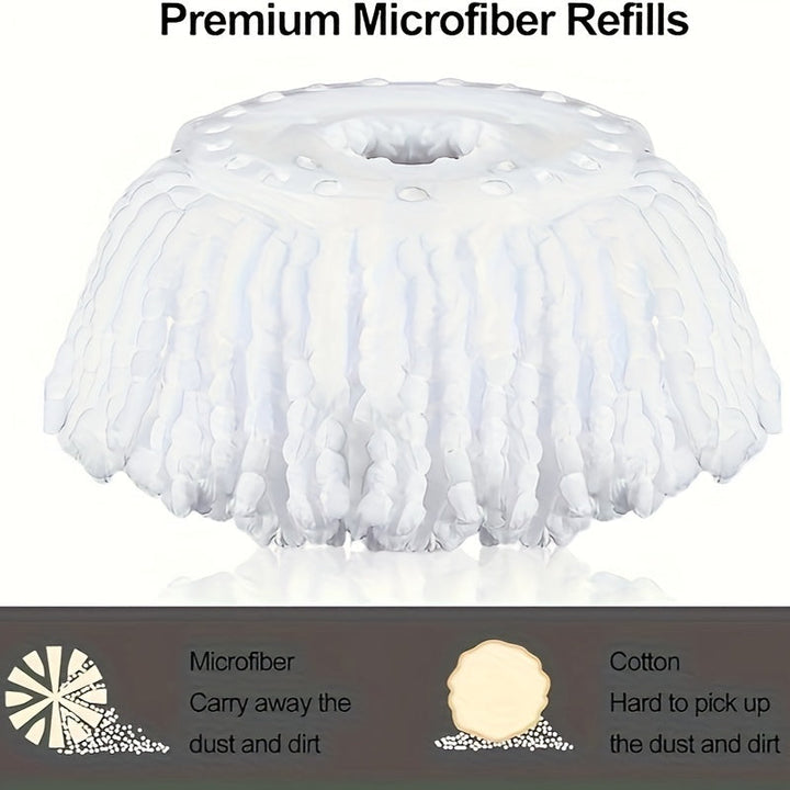 Norvo | Spin-mopp og bøtte sett med presse – 360° roterende mopp-system, inkluderer 3 mikrofiber-mopp hoder og 61" justerbart rustfritt stål håndtak – Ideell for gulvrengjøring i bad og skoler