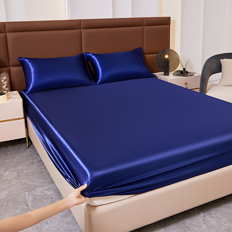 Skanto | 3-delt Satin Spannlaken-set – Inkluderer 1 spannlaken og 2 putetrekk (uten kjerne) – Myk, komfortabel og pustende sengetøy, ensfarget madrasstopp for soverom og gjesterom