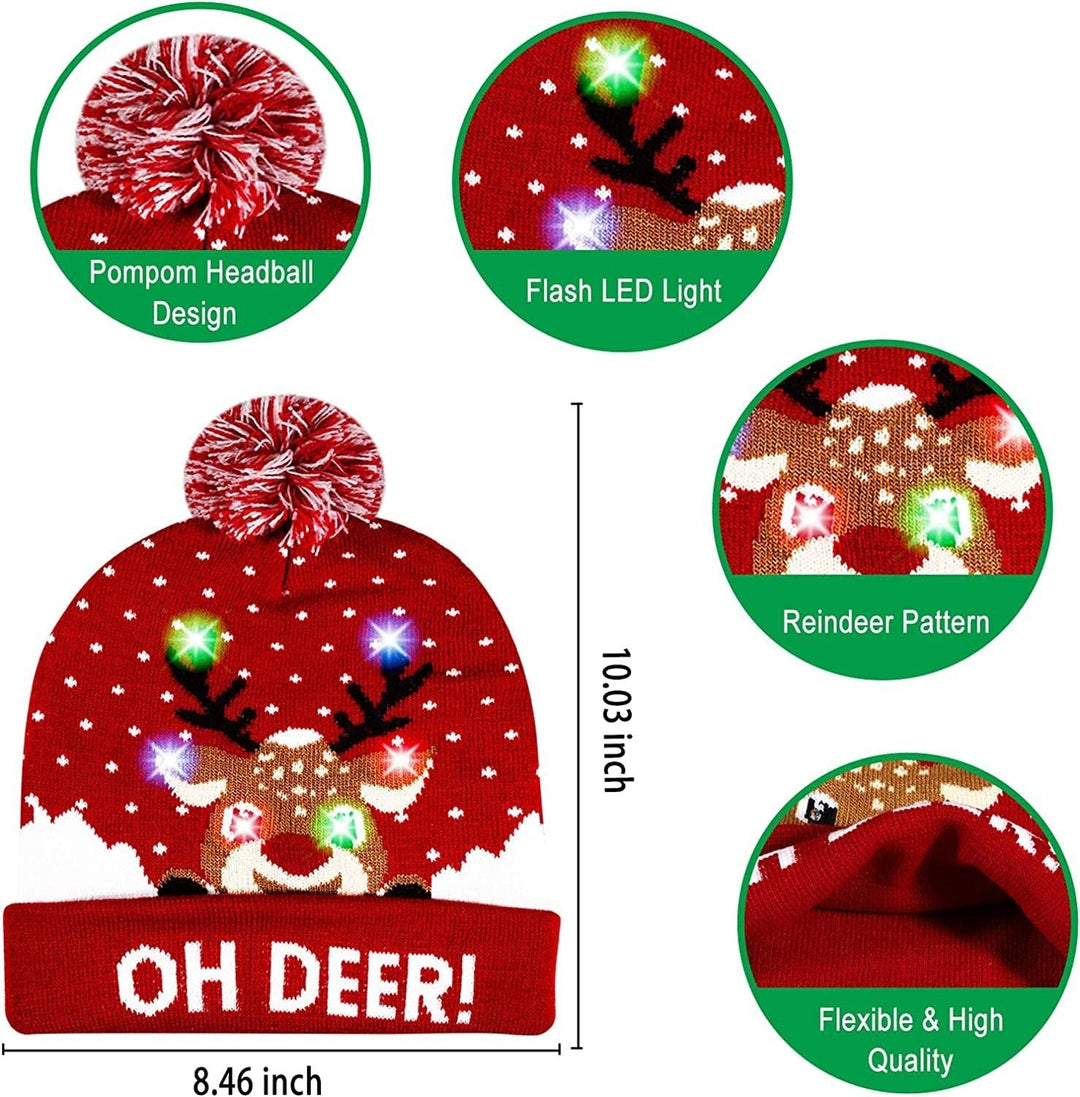 Skanto | 🎅LED Jule Strikkede Luer Lys opp Jule Beanie