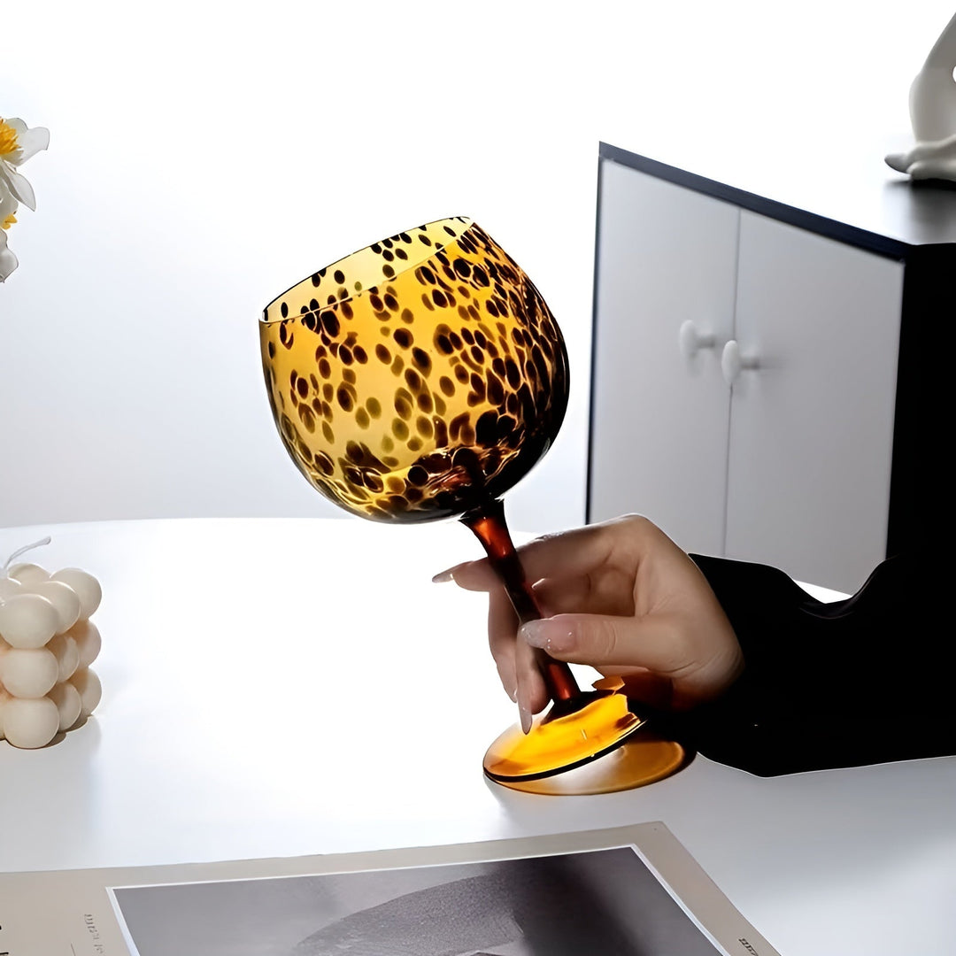 Leopardmønstret vinglass – Vintage design i sett med 2 | Perfekt for spesielle anledninger | Skanto