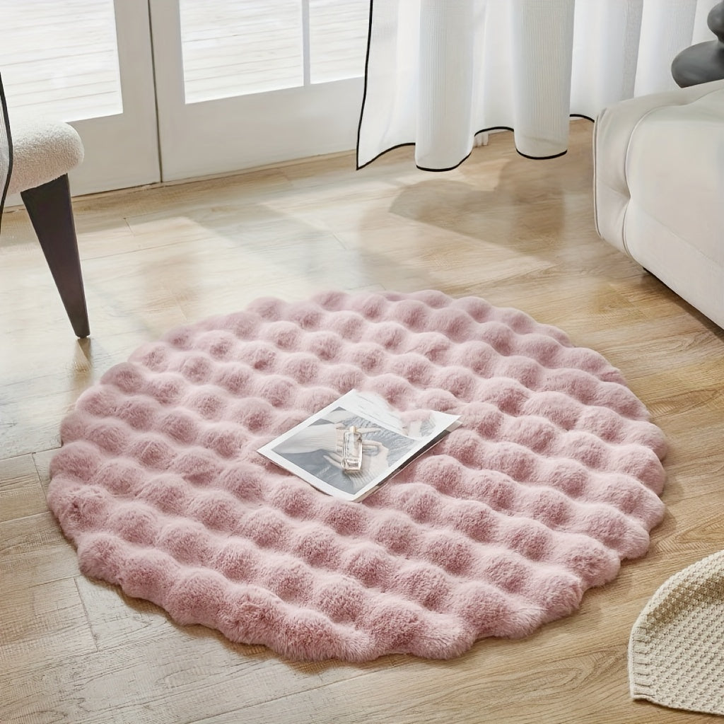 Rund fluffy teppe for stilige rom – Mykt teppe for stue og soverom | Skanto