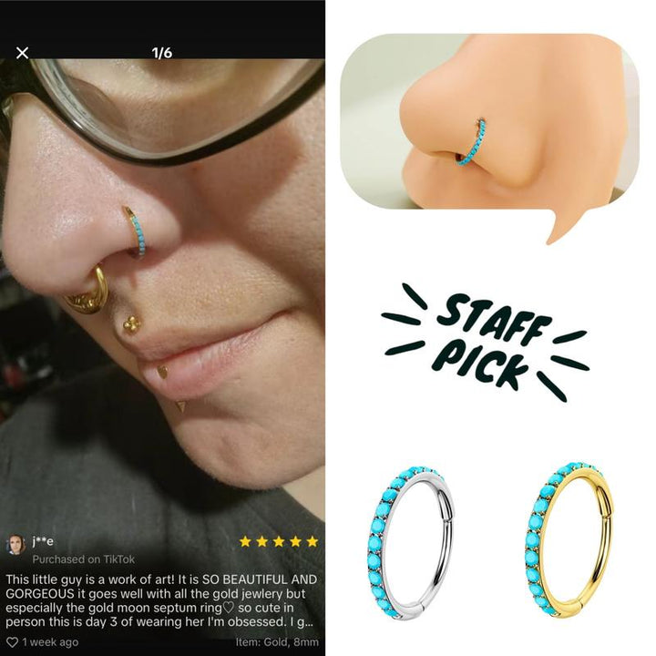 Skanto | Turkis Accent Hengt Nese Ring