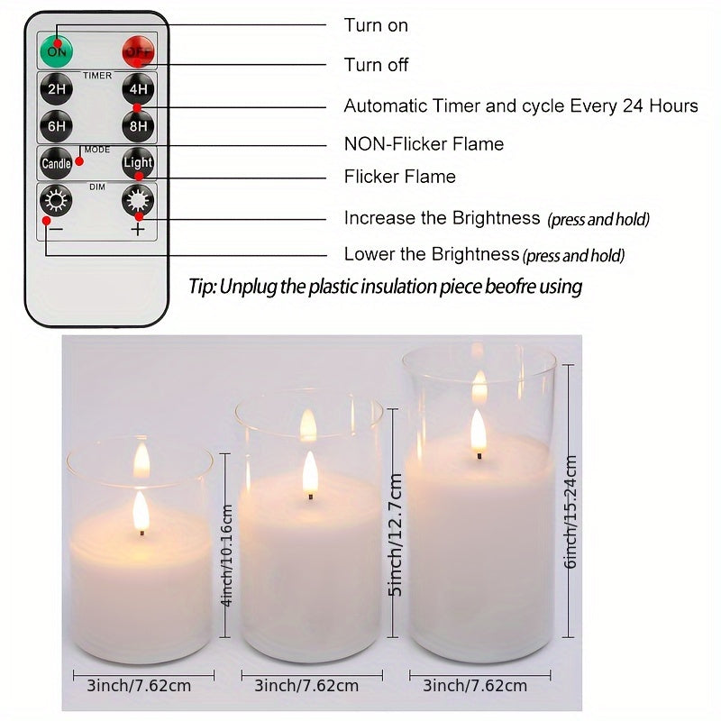 GlowLights – Sett med 3 LED-lys med fjernkontroll Skanto