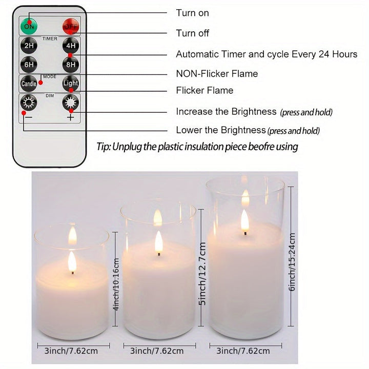 GlowLights – Sett med 3 LED-lys med fjernkontroll Skanto