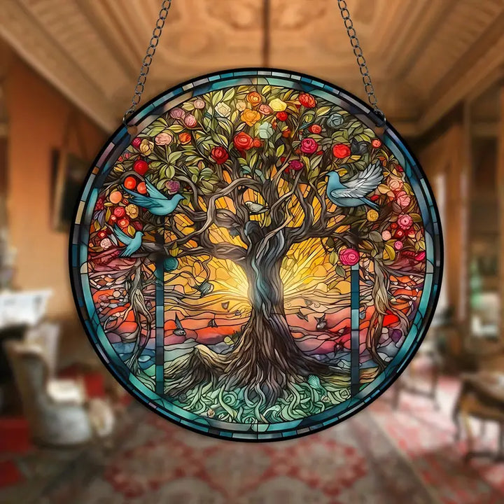 Wandbilde med Baummotiv fra Buntglas, hengende