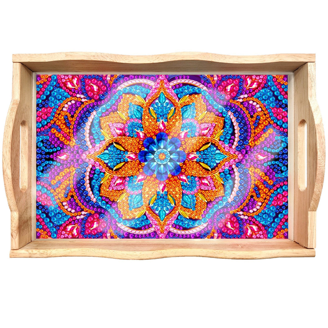 Skanto | DIY Diamant Maleri Trebrett Matbrett med Håndtak Stue Dekorasjon Mandala Trebrett Sett