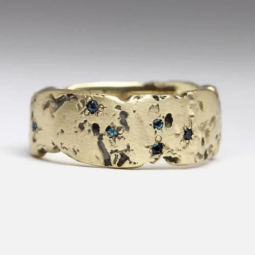 Elegant Retro Ring med Blå Inlaid Krystall - Aurielle Skanto
