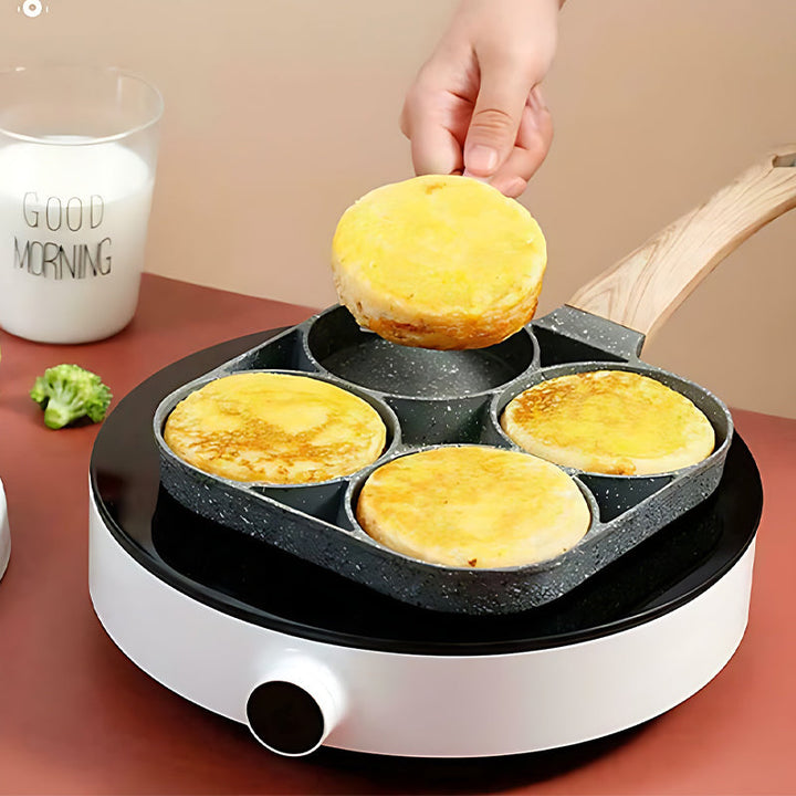 Skanto | Fire-hulls eggpanne, frokostomelett husholdningsstekepanne non-stick panne
