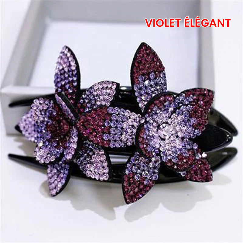 Double Flower Rhinestone Hair Pin | Skanto