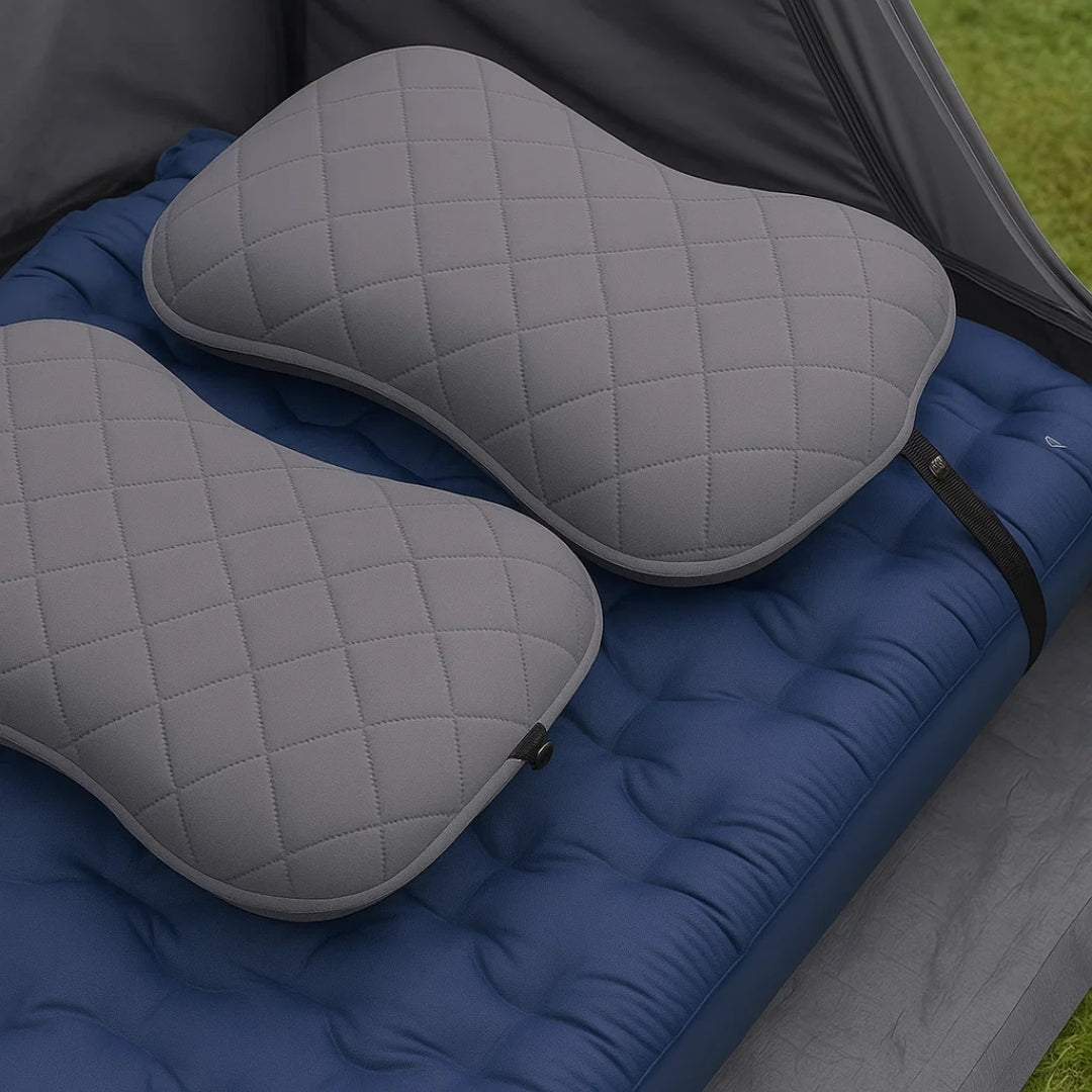 Ergonomisk nakke støtte – Oppblåsbar og lett – Lindrer nakkesmerter – Kompakt for fly og tog Skanto