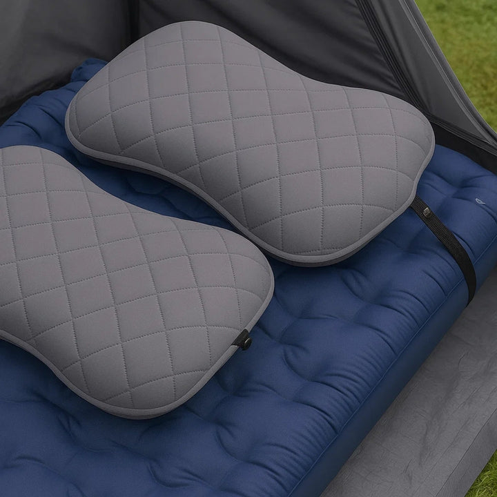 Ergonomisk nakke støtte – Oppblåsbar og lett – Lindrer nakkesmerter – Kompakt for fly og tog Skanto