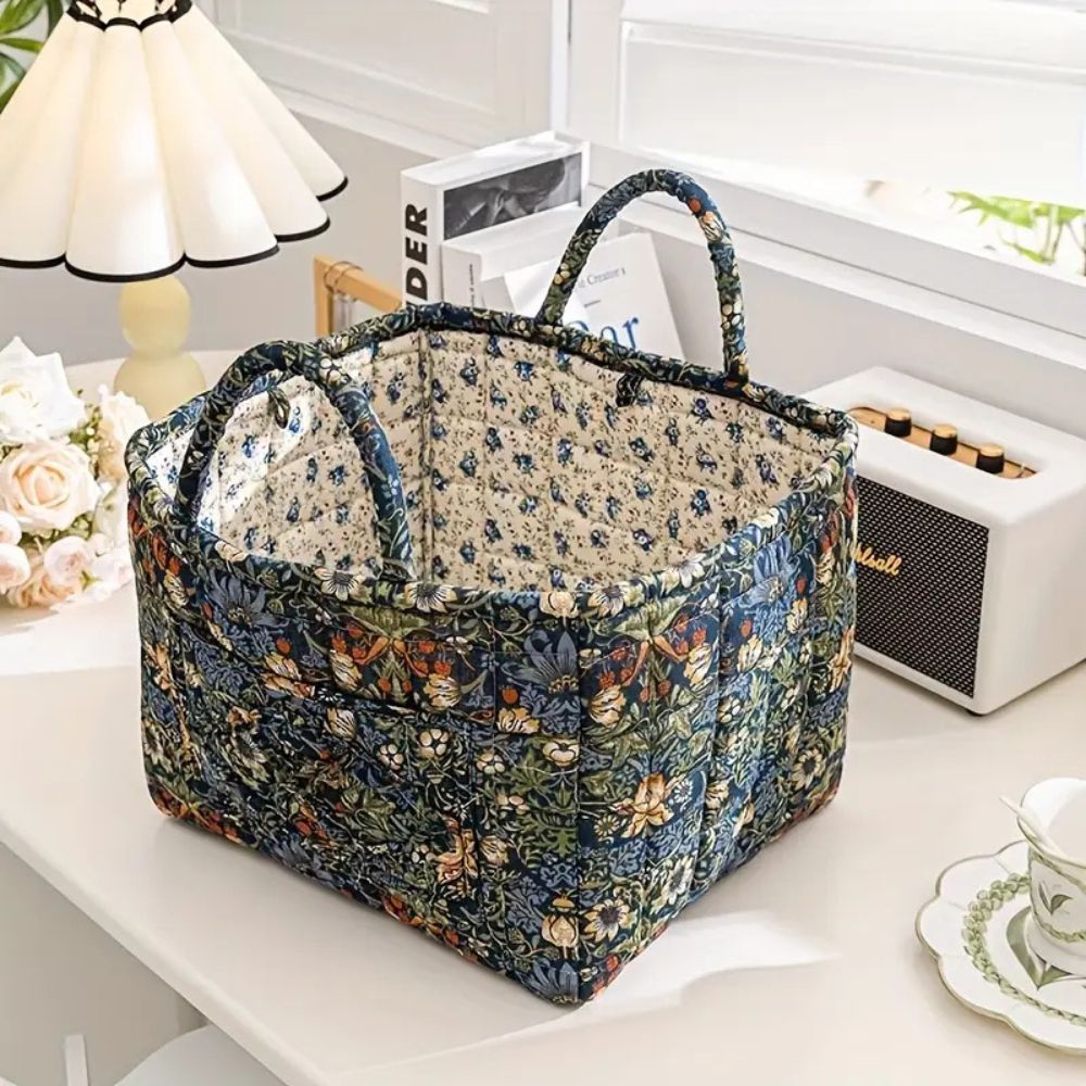 Skanto | Delikat Floral Canvas Oppbevaringskurv