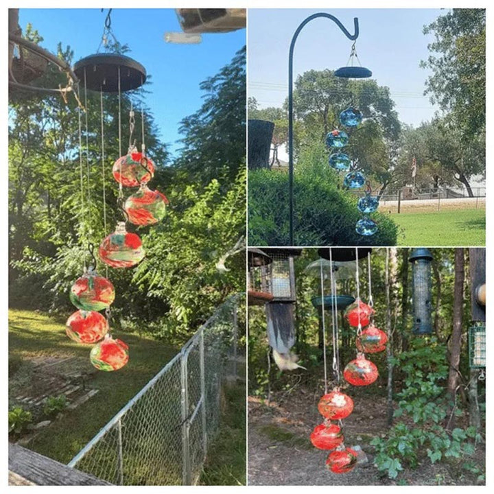 ChimeFeeder håndlaget glass colibri mater med vindklokke Skanto