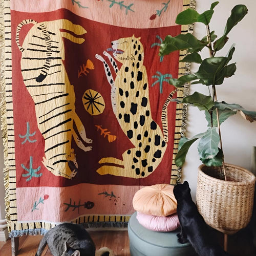 Skanto | Leopard Vevd Frynse Teppe