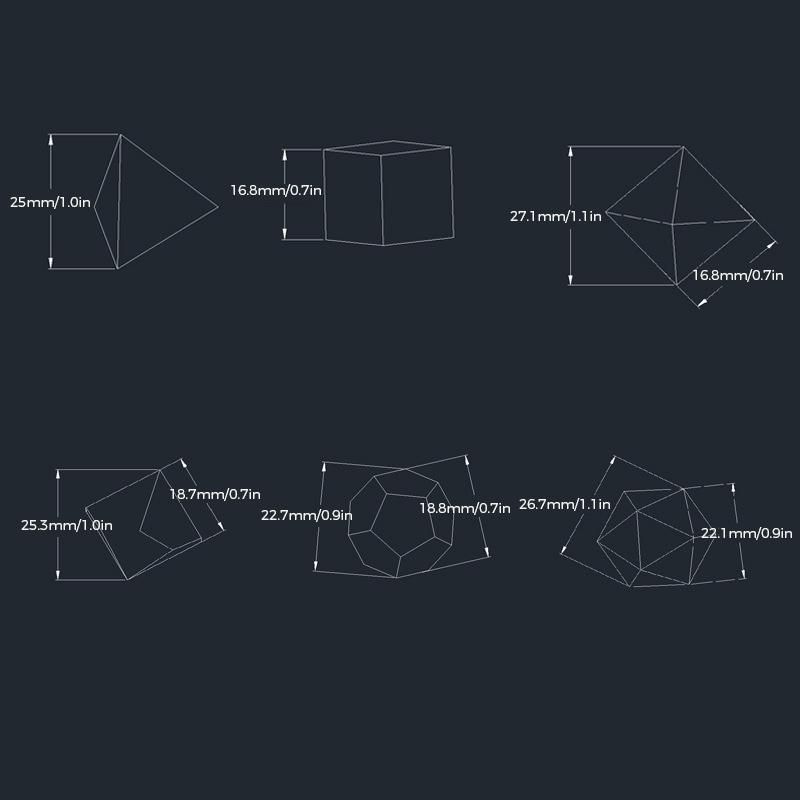 Skanto | Polyhedral Glødende Terningsett (7 stk)