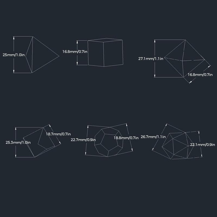 Skanto | Polyhedral Glødende Terningsett (7 stk)