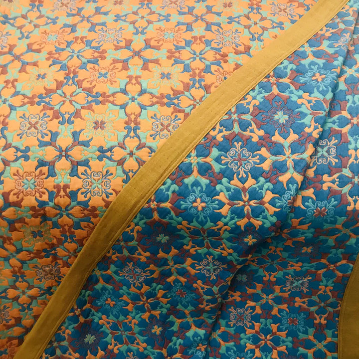 Skanto | Orange og Blå Mønster Seks-Lags Bomull Quilt - TerraLoom