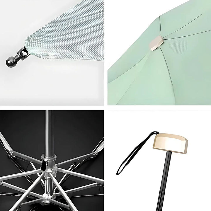 UrbanBrolly | Mini UV Sammenleggbar Paraply – UPF 50+ Solbeskyttelse – Vannavvisende – Lett Bærebar Størrelse Reise Bruk Skanto
