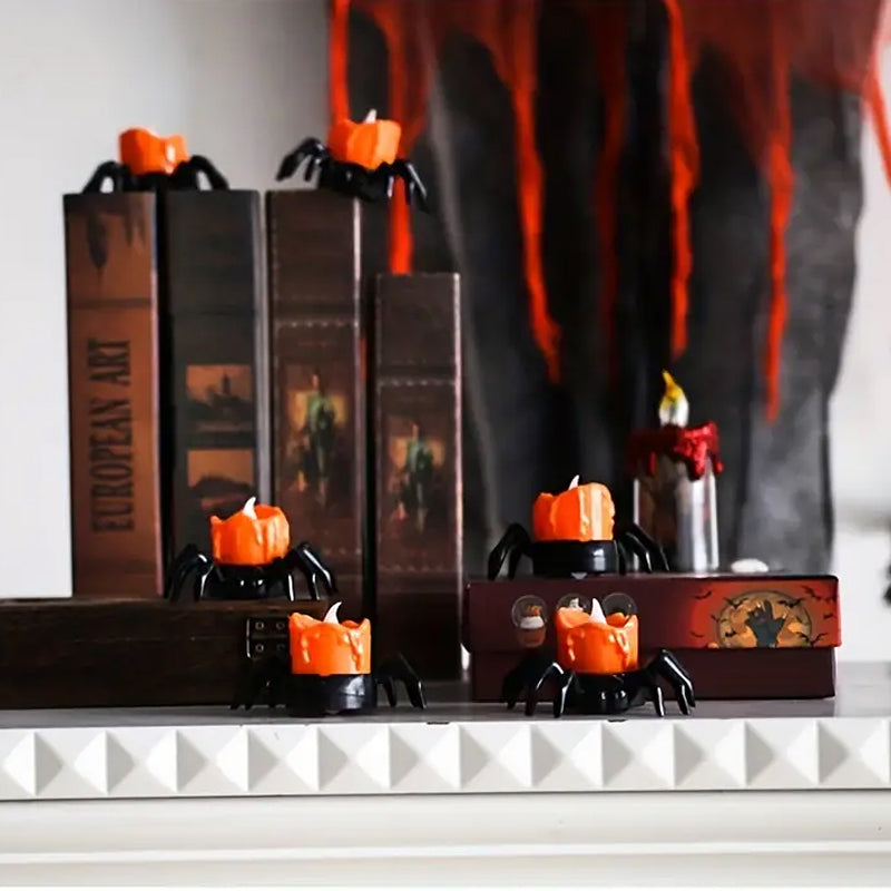 Skanto | ️Halloween Edderkopp Te-lys Spooky Elektrisk Flakkende Kunstige Lys