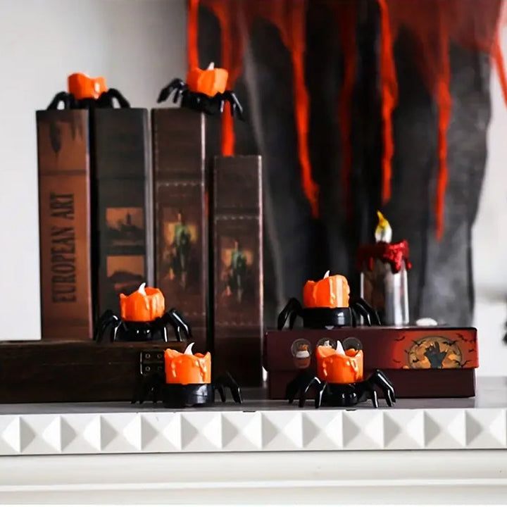 Skanto | ️Halloween Edderkopp Te-lys Spooky Elektrisk Flakkende Kunstige Lys