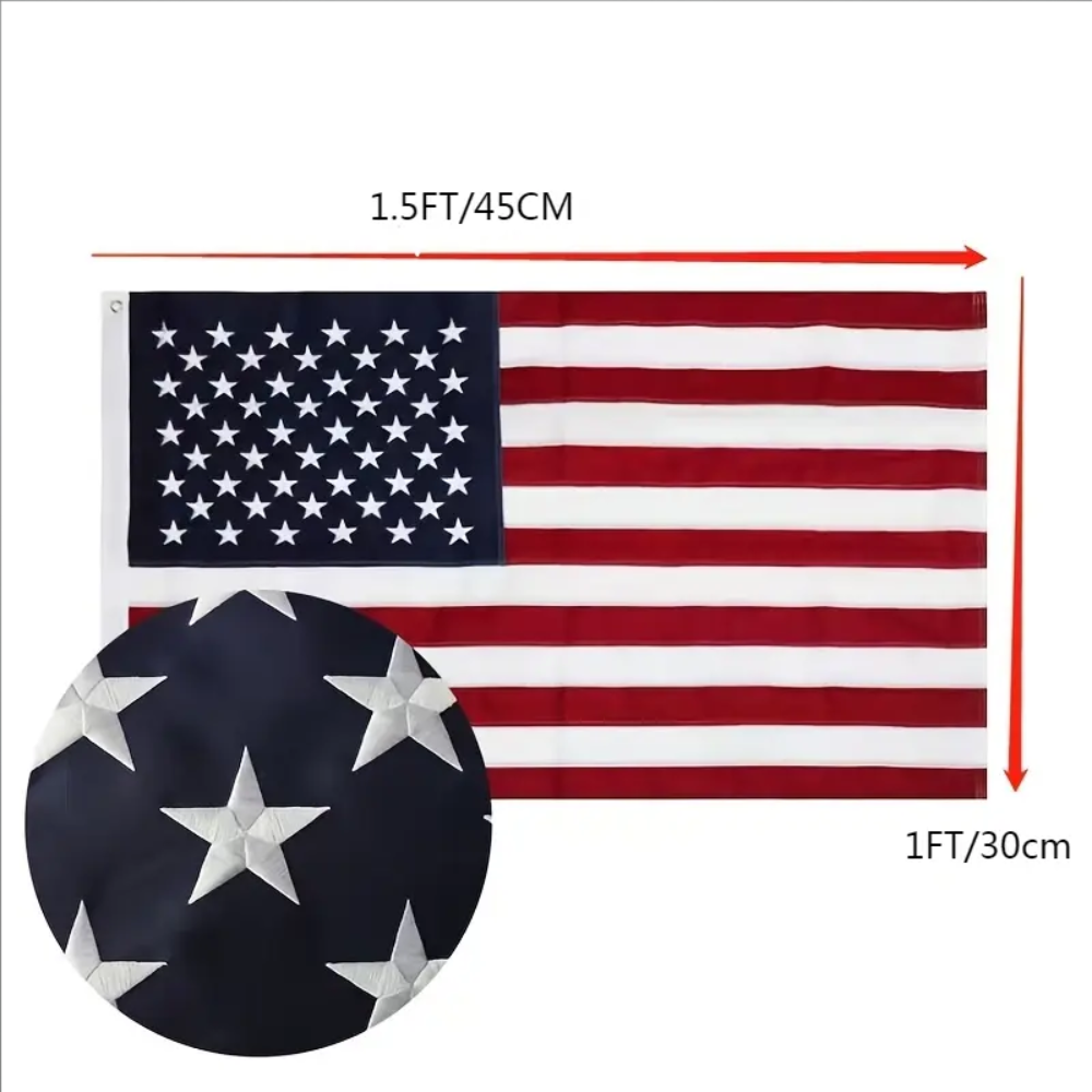 Skanto | Amerikansk flagg Heavy Duty nylon broderte stjerner utendørs messingøyler