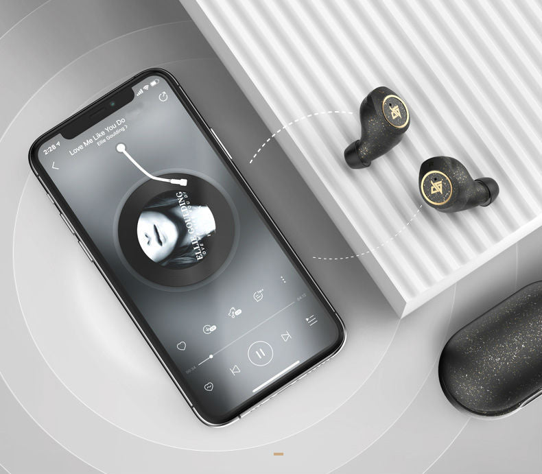 Skanto | Bluetooth 5.0 Trådløst Headset med Berøringskontroll, Støydemping, Rask Tilkobling, HiFi Lydkvalitet, & IPX5 Vanntett, til Hjem, Kontor & Skole (Stjernete svart)