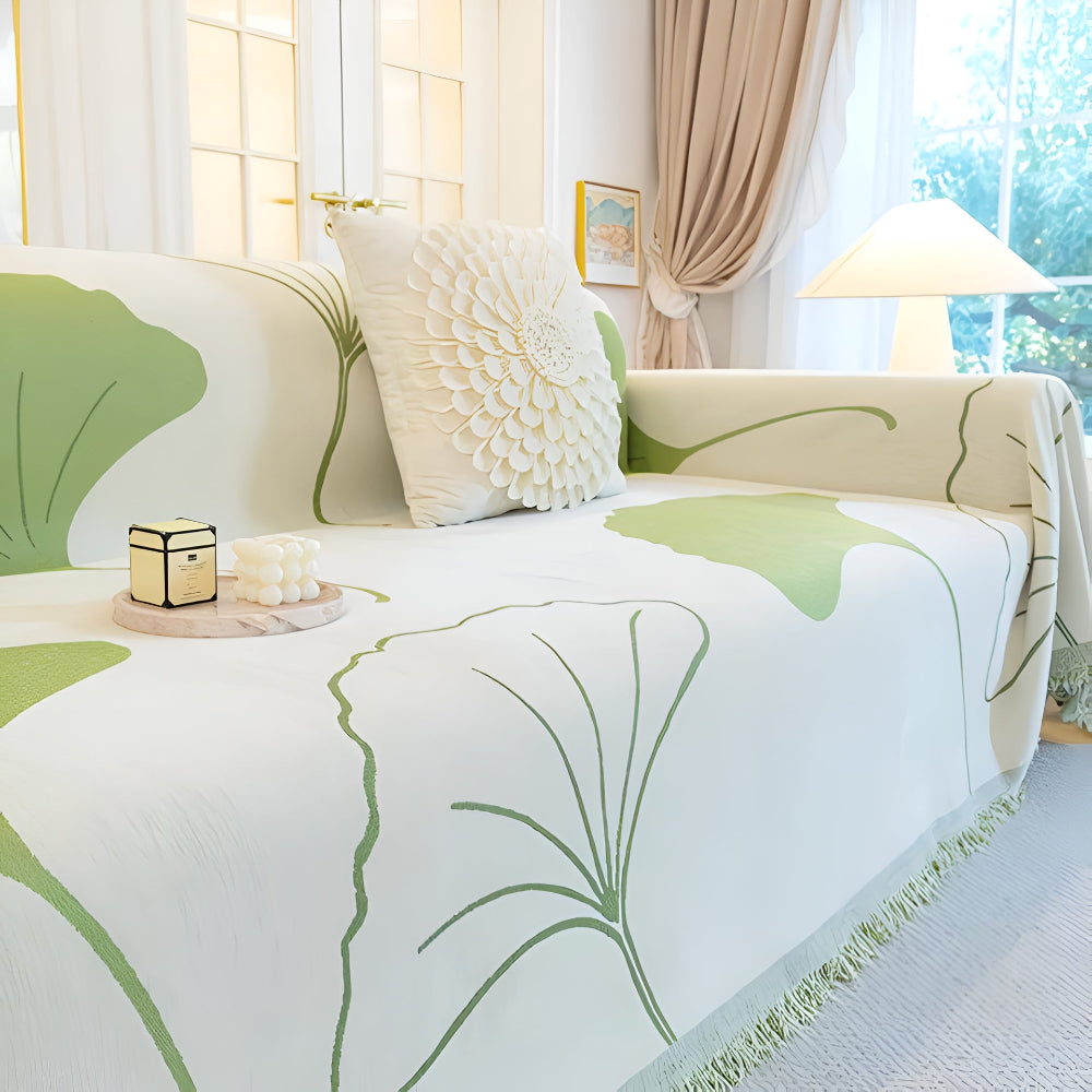Skanto | Pastoral Stil Ginkgo Blad Sofa Trekk