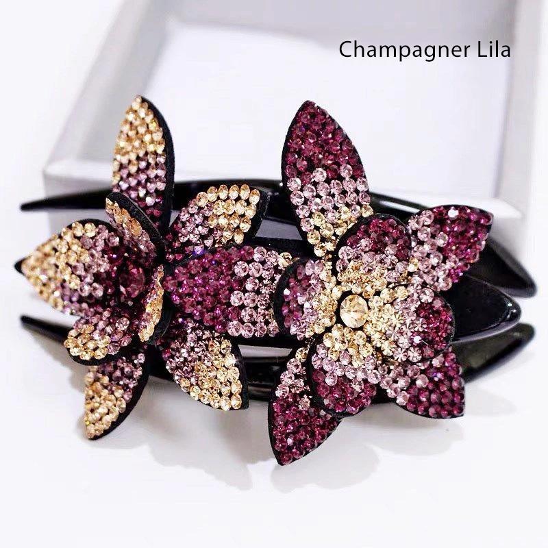 Skanto | Rhinestone Dobbel Blomst Hårklemme