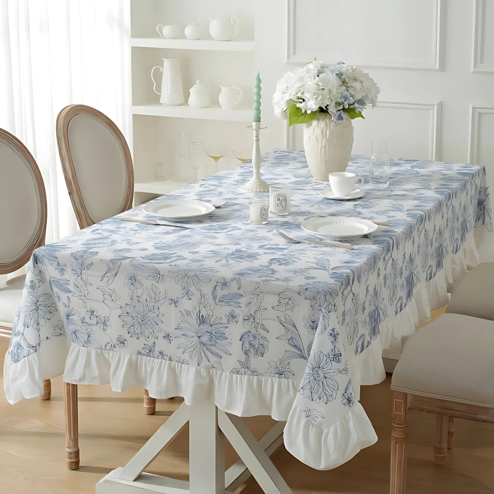 Tischdecke "Defina Blue Floral Lace"