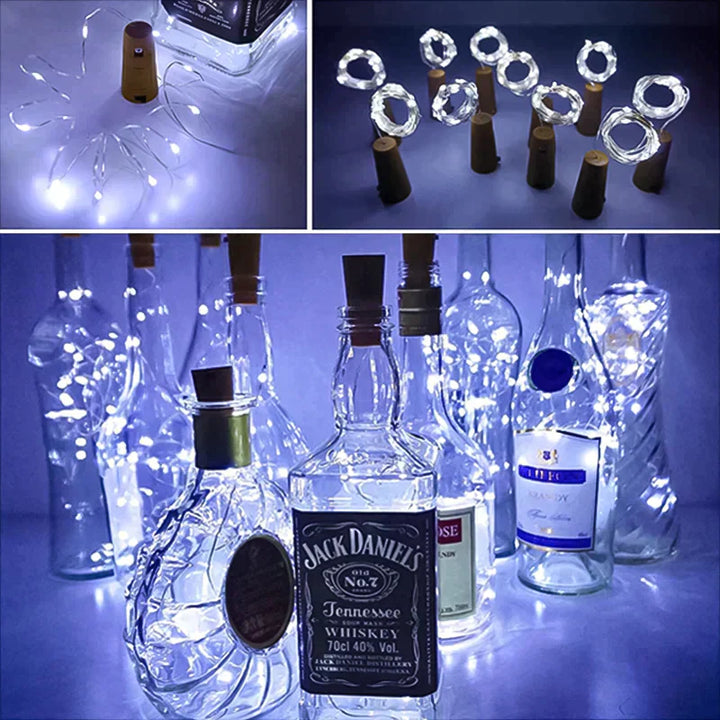 LED Vinflaske Lys Kork Natt Lys DIY Dekor Løft - Stykke | Skanto