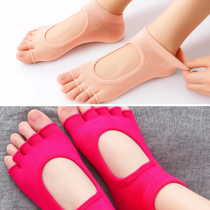 Slip Yoga Grip Socks – Åpen Tå & Pustende – Gummiert Såle for Kvinner – Stabilitet Balanse Komfort i Yoga & Pilates Skanto