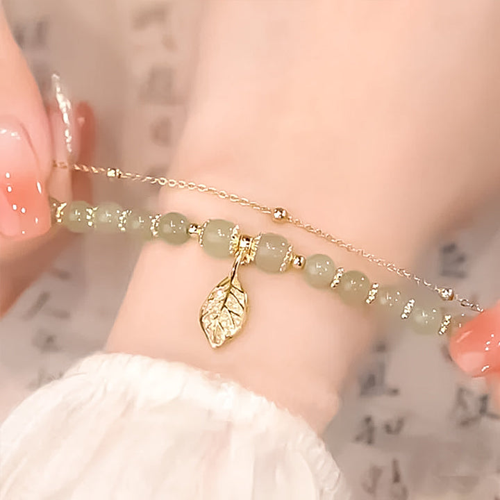 Skanto | Hetian Jade Armbånd med Blad