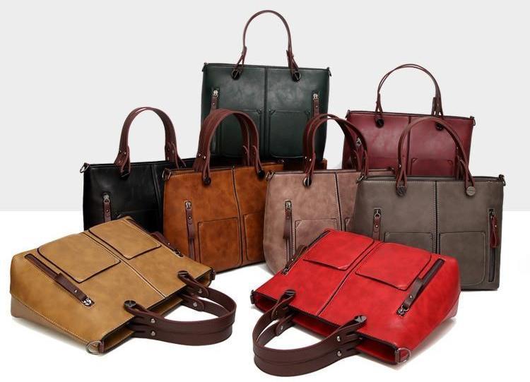 Cera - Dobbel Frontlomme Vintage Tote Håndveske | Skanto