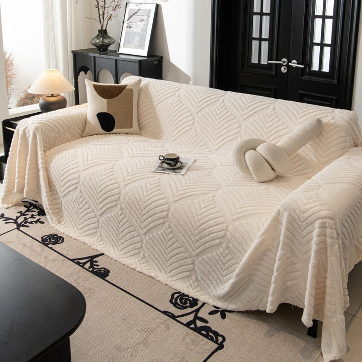 Skanto | Herringbone Leaf Design Fleece Sofa Cover