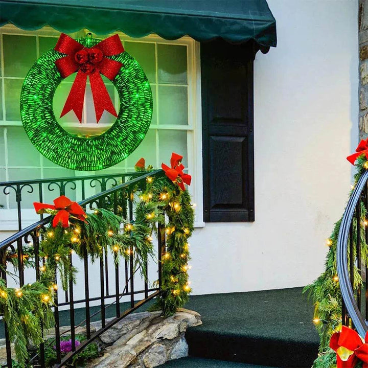 Skanto | Front Door Wreath Bowknot Luminescent LED Lys Julegirlander