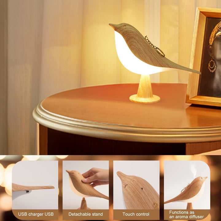 BrightNest - USB LED Fugl Bordlampe med Touch Skanto
