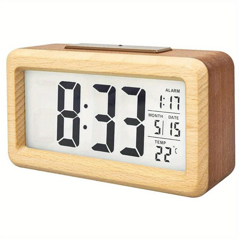 Elegant tre alarmklok med kalender og temperaturdisplay | Skanto