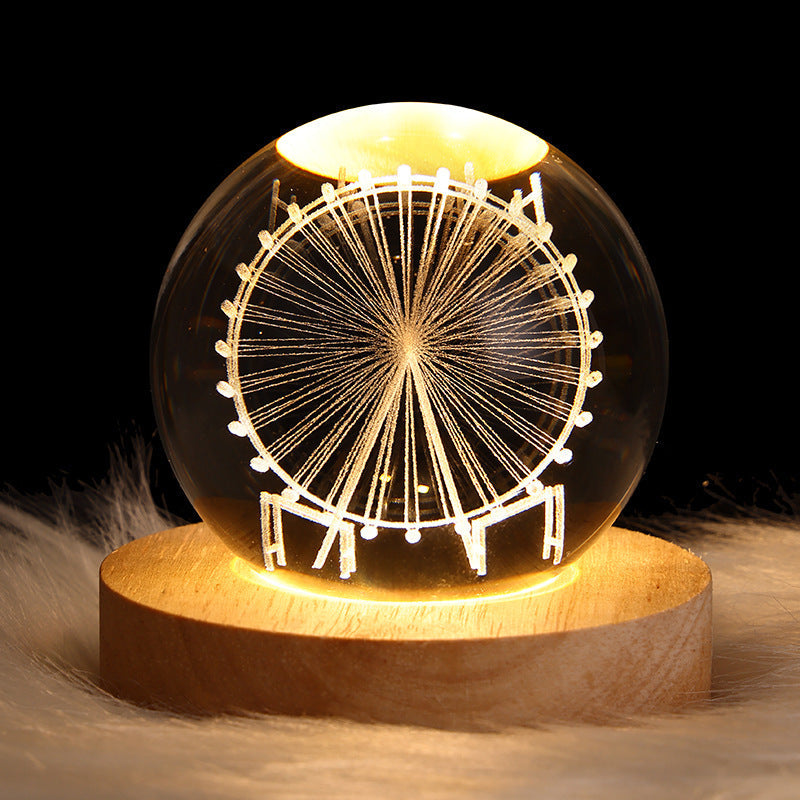 3D Galaxy Crystal Ball LED Nattlys | Skanto