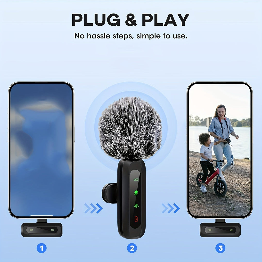 Skanto | Trådløs Klipsmikrofon | USB-C Plug and Play for Mobil | Svart