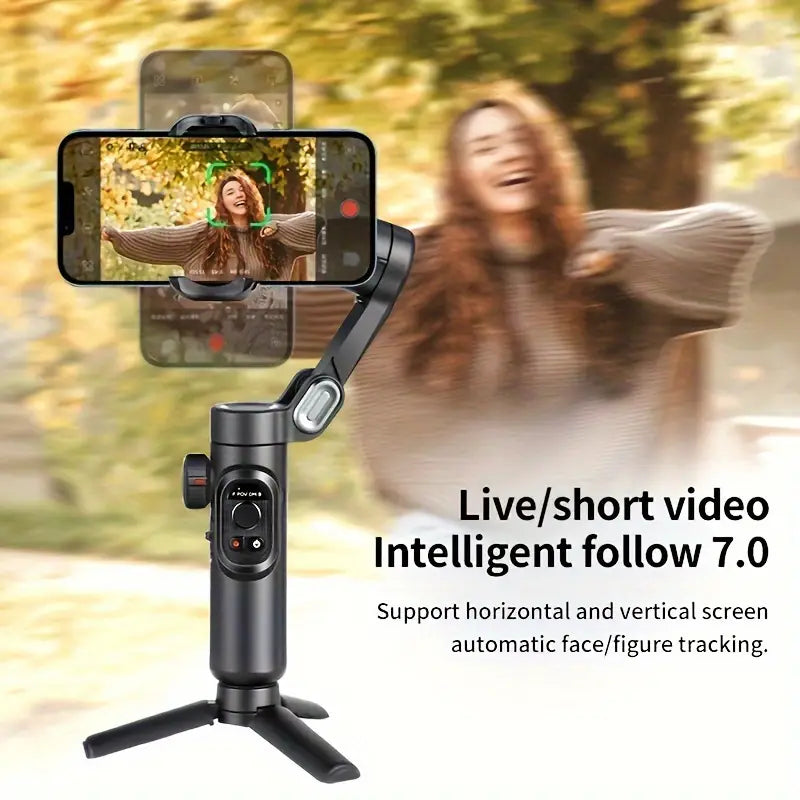 Skanto | SmartPro Håndholdt Gimbal Stabilizer - Sammenleggbar Smartphone Video Vlog PTZ Stabilizer for iPhone, Android og Samsung