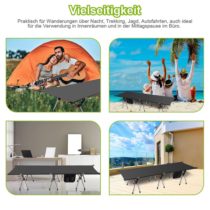 Folding Bed Black Camping Bed Høydejusterbar | Skanto
