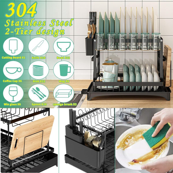 2-nivå tørkestativ med avrenningsbrett. | Skanto