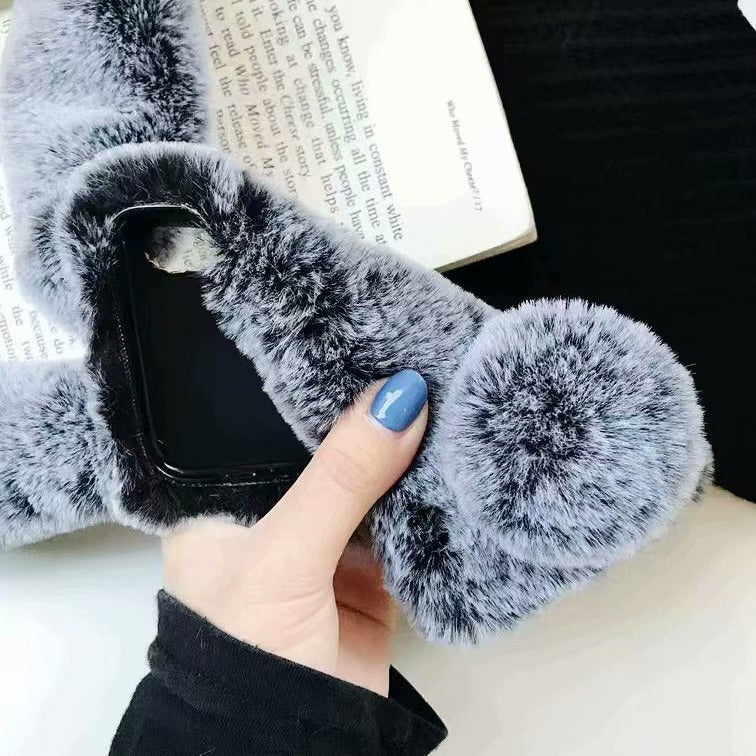 Skanto | Grårev Hår Pelzboll Rutenett Design Iphone Etuier