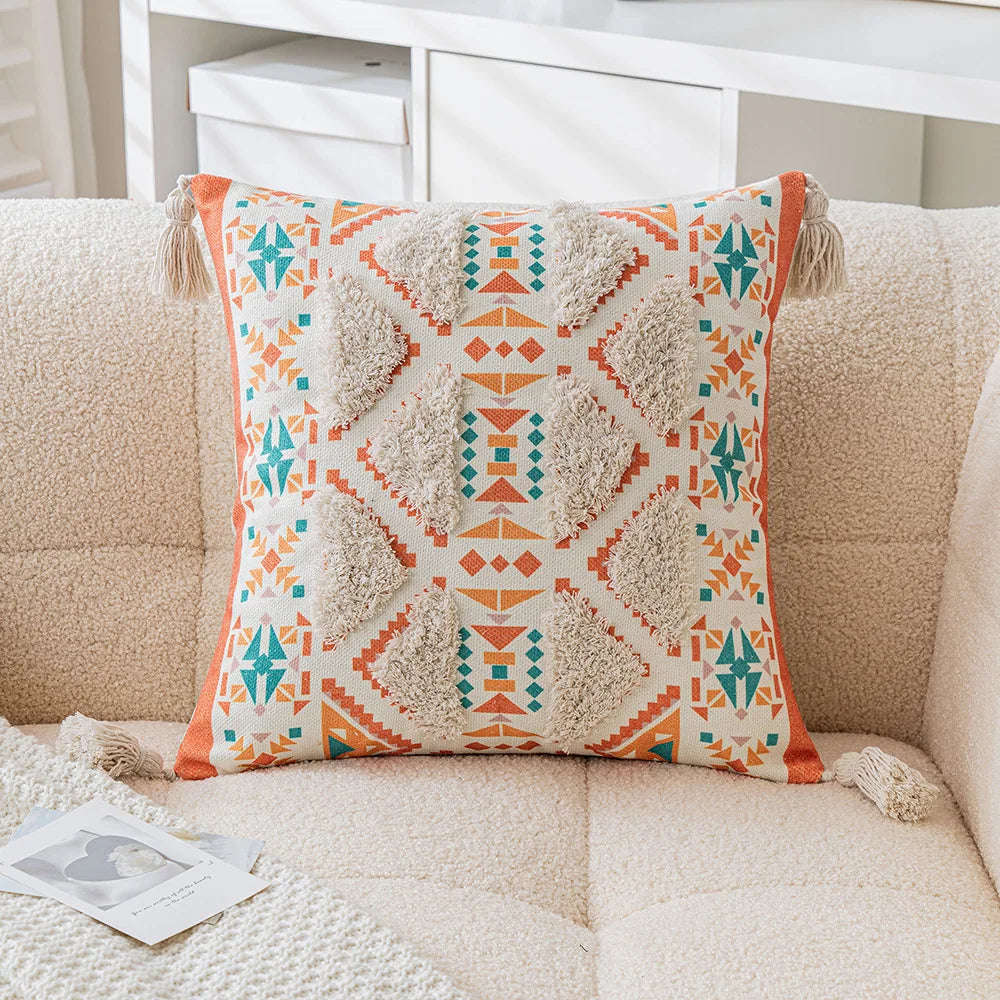 Skanto | Boho Geometrisk Tuftet Putetrekk – Dekorativt Putetrekk for Hjem og Sofa