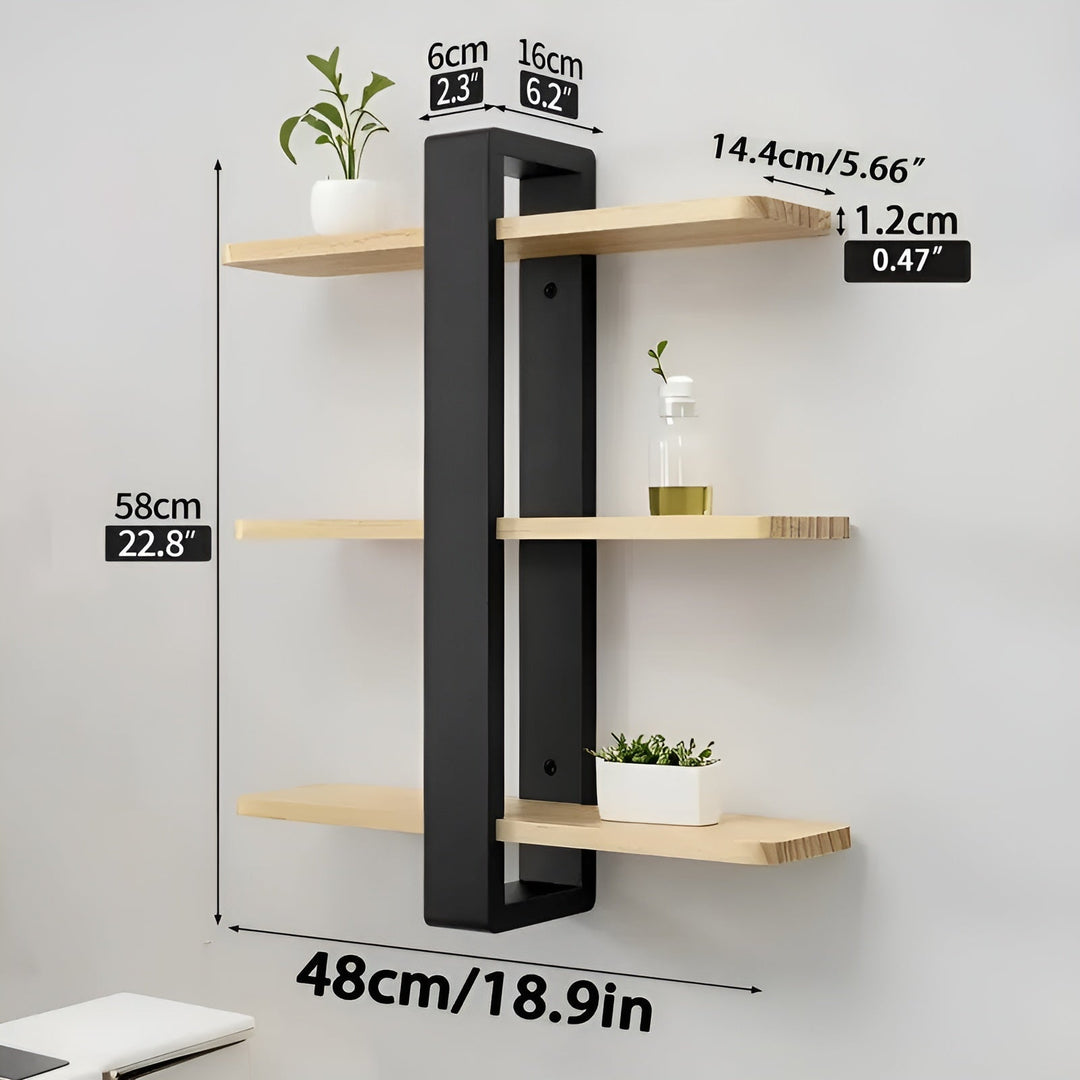 Skanto | NordWood Vegghylle | Solid Furu | 3 Nivåer | Plassbesparende & Dekorativ | Naturlig Tre